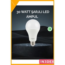 İn3dex 30W Şarjlı LED Ampul Soğuk Beyaz E27 Duy