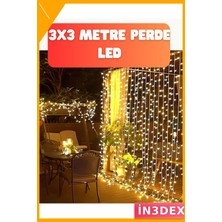 İn3dex LED Şelale Perde Işık 3x3 Metre Iç Dış Mekan Dekorasyon
