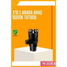 İn3dex 360 Derece Döner Çift Bölmeli Araç Bardak Tutucu Karbon Fiber