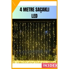 İn3dex Şelale LED Perde Işık 4 Metre Yılbaşı Dekorasyon Için