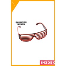 İn3dex LED Işıklı Eğlence Gözlüğü Kırmızı Renk Parti Aksesuarı