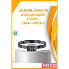 İn3dex 53 Modlu Su Geçirmez LED Kafa Lambası Type-C Şarjlı Güç Göstergeli