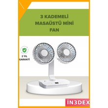 İn3dex Çift Kafalı Sessiz USB Şarjlı Masaüstü ve Duvar Tipi Fan