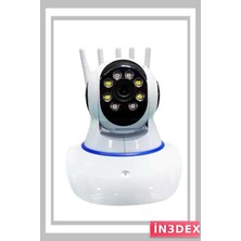 İn3dex 1080P Wifi Güvenlik Kamerası Motorlu 5 Antenli LED Aydınlatmalı