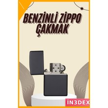 İn3dex Benzinli Cep Çakmağı Siyah Parlak Doldurulabilir