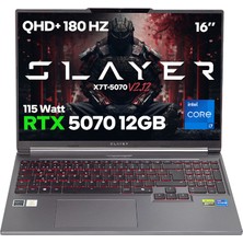 Game Garaj Slayer X7T-5070 V2.12 C7 Intel Core I7 14650HX 16GB Ram 1tb SSD RTX5070 16" 180Hz Qhd+ IPS Freedos Gaming Laptop