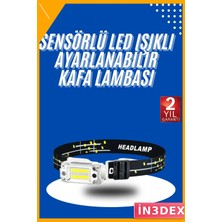 İn3dex LED Kafa Lambası 3 Mod Aydınlatma Şarjlı Sensörlü Su Geçirmez