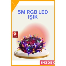 İn3dex 50 Ampul 5 Metre Şeffaf Kablolu LED Işık Dekoratif Aydınlatma