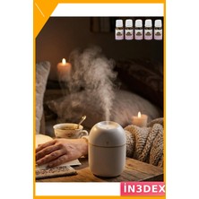 İn3dex Taşınabilir Mini Nemlendirici 5 Esans Hediyeli LED Işıklı Aromaterapi Buhar Makinesi