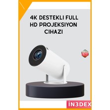 İn3dex 4K Uyumlu Kablosuz Projeksiyon Cihazı 160 Ansı Lümen