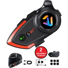 Prepare 500 Mt Intercom 2 Eşleşmeli Kask Kulaklık Y-80PR Su Geçirmez Bluetooth Motosiklet Intercom Kulaklık