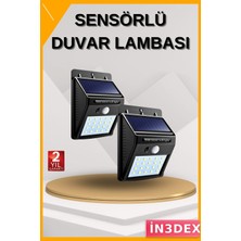 İn3dex 20 LED Hareket Sensörlü Güneş Enerjili Duvar Lambası Bahçe Aydınlatma