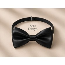 Seko Dizayn Siyah Erkek Çocuk Ayarlanabilir Papyon  1-15 Yaş Saten