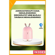 İn3dex Ultrasonik Aroma Difüzör 200 ml Nemlendirici Gece Lambası Tavşan Kulaklı