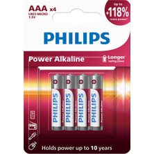 Philips Power Alkaline Aaa Ince Kalem Pil LR03P4B/10 4'lü Paket