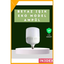 İn3dex 30W Şarjlı LED Ampul Beyaz Işık Enerji Tasarruflu Torch
