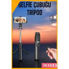 İn3dex Kablosuz Bluetooth Selfie Çubuğu 360 Derece Dönebilen Tripod