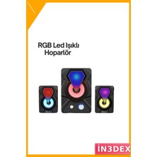 İn3dex Rgb LED Işıklı USB 2.1 Hoparlör Seti 9W Subwoofer