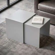 Modilab Modern Metal Zigon Sehpa Seti – Minimal Tasarım Iç Içe Geçen Yan Sehpa (2’li Set)