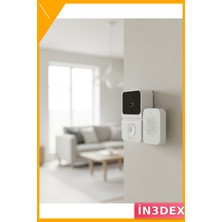 İn3dex Akıllı Şarjlı Kapı Zili Beyaz Kablosuz Kameralı Güvenlik