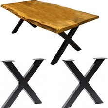 Bin1dekor Metal Retro Çapraz Model Masa Ayakları 75 cm Yükseklik 66 cm Genişlik Dayanıklı Yapı