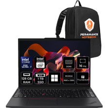 Lenovo Thinkpad T16 Core Ultra 7 255U 128GB Ram 1tb SSD 16" Fhd+ WIN11 Home 21QFS2PD00P398 Notebook + Per4 Çanta