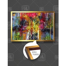SML Tablo Renkli Akan Damlalar Sanat Art Dekor Yatay Çerçeveli Kanvas Tablo