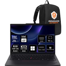 Lenovo ThinkPad T14 Core Ultra 7 255U 128GB RAM 512GB SSD 14" FHD+ Win11 Pro 21QC00CKTXP447 Notebook + PER4 Çanta