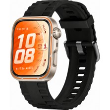 Sneezy Huawei Watch Fit 5 Pro Ile Uyumlu Tırtıklı Metal Tokalı Spor Silikon Kordon