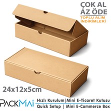 PackMai 24x12x5cm Karton-Kutu | 100 Adet | Kraft Renk-E-Ticaret-Kargo-Ürün-Hediye Kutusu