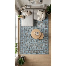 Kreasyon Halı Atelier AE008 Mavi Uzun Ömürlü Yumuşak Dokulu Salon Yatak Odası Koridor Oturma Odası Yolluk Halı