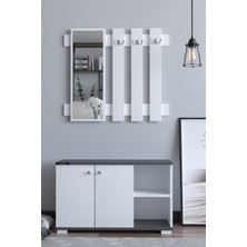 Remaks Plus Antrasit/Beyaz Modern Tasarımlı Vestiyer Ayakkabılık Portmanto 52 cm Yükseklik