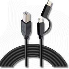 3351 Type C +Micro USB Yazıcı Printer Piyano Midi Bağlantı Kablosu Hızlı USB C USB B Midi Ciha