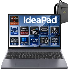 Lenovo Ideapad Slim 3  Ryzen7 7735HS 40 GB 512 GB SSD 15.3" Wuxga WİN11PRO Dizüstü Bilgisayar 83K70098TROKA14