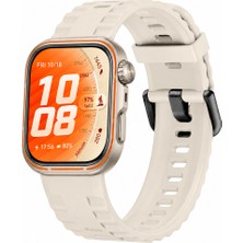 Sneezy Huawei Watch Fit 5 Pro Ile Uyumlu Tırtıklı Metal Tokalı Spor Silikon Kordon