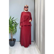 Miss Dalida Ön Kısmı Hareketli Cupro Tunik Etek Takım Kırmızı T26Y-6035 (2003)