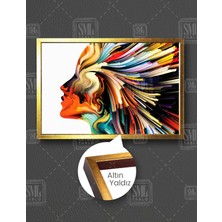 SML Tablo Rengarenk Abstract Kadın Makyaj Soyut Modern Sanat Dekoratif Woman Yatay Çerçeveli Kanvas Tablo
