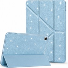 MobaxAksesuar Samsung Galaxy Tab A11 Plus 11inç X230 Kılıf Simli Işıltılı Parlak Kalem Bölmeli Trifolding Case X235 X236B