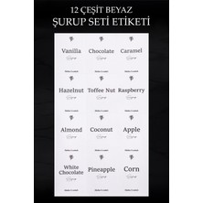 Dolkin Home Beyaz Kahve Şurubu Seti Etiketi Suya Dayanıklı 12 Parça Şurup Seti Etiketi 7.5 cm x 5.7 cm
