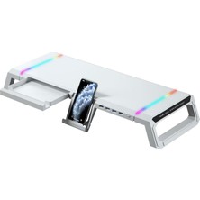 Always Teknoloji Masaüstü Monitör Stand Yükseltici Katlanabilir Rgb Çekmeceli Monitör Standı