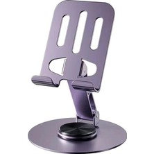 Metal Stand Tablet Telefon Tutucu 360 Derece Dönerli Ayarlanabilir Mor Telefon Tablet Standı Yüks