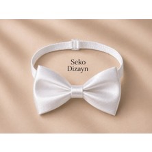 Seko Dizayn Beyaz Erkek Çocuk Ayarlanabilir Papyon  1-15 Yaş Saten