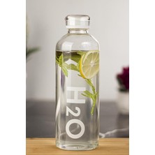 H2O Borosilikat Cam Matara Vakum Kapaklı Su Şişesi Suluk Beyaz 1000 ml
