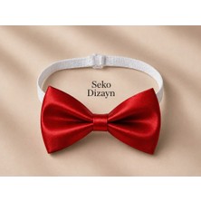 Seko Dizayn Kırmızı Erkek Çocuk Ayarlanabilir Papyon Saten 1-14 Yaş