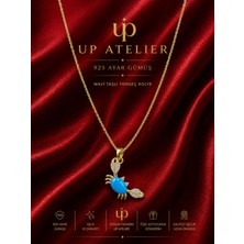 Up Atelier 925 Ayar Gümüş Zirkon Mavi Taşlı Yengeç Kolye