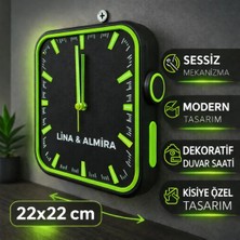 3Dikili Design Kişiye Özel 3D Baskı Modern Duvar Saati 22X22 cm – Sessiz Mekanizma – Dekoratif Isimli Saat