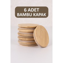 Dolkin Home Bambu Kavanoz Kapağı 4 Adet - Vakum Kapak 6 cm Baharatık Kapağı