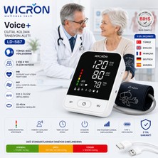 wicron Tansiyon Aleti Koldan Ölçer Tam Otomatik Geniş Renkli Ekran Düzensiz Tansiyon Uyarılı Türkçe Konuşan Voice+