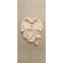 Pofuduk Butik %100 Pamuk Müslin Bebek Romper - Vintage Dantelli Fırfır Yaka Tulum