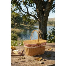 İska Hediyelik Rattan Görünümlü Vintage Piknik Sepeti - Yıkanabilir Iç Astarlı & Kapaklı